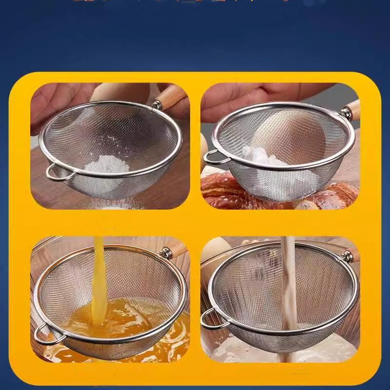 1Pce Stainlesss Steel Fine Mesh Strainer Set Versatile Long-Handle Sieves for Flour Tea Coffee Oil Filtering