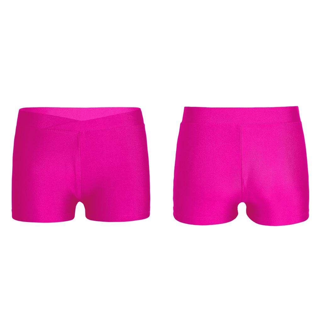 Girls Boy-Cut Slim Fit Yoga Hot Shorts V-front Waistband Gymnastics Dance Running Booty Bottom Underwear