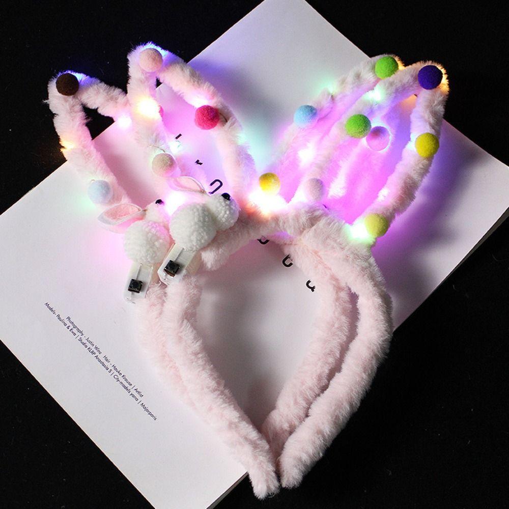LED Lights Rabbit Ears Glow Hair Band Luminous LED Lights Headband Plush Hair Hoop Children