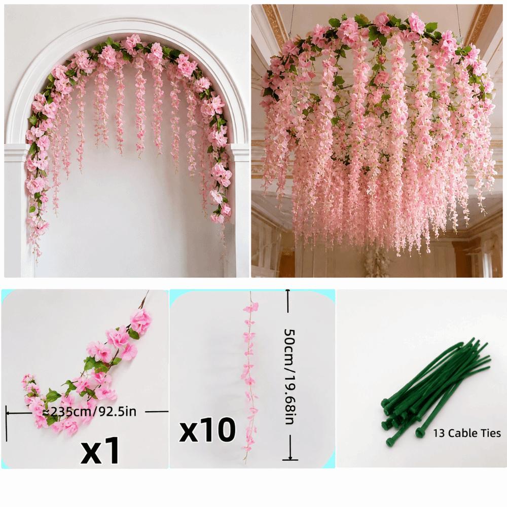 Multicolor Artificial Wisteria Flower Vine Cherry Flower Hanging Garland Wedding Decoration