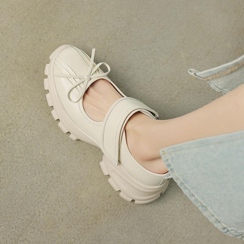 Krazing Pot Овчина весна осень лето кроссовки платформа шнуровка серебристый цвет бабочка-узел толстая подошва женская модная обувь