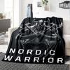 1pc Nordic Warrior Throw Blanket Soft Flannel, Cozy All Season Polyester Perfect for Home, Office