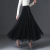 2025 Spring/Summer Women's Mesh Midi Skirt - Three-Layer Tulle, High-End, Slimming, Versatile Swing Design