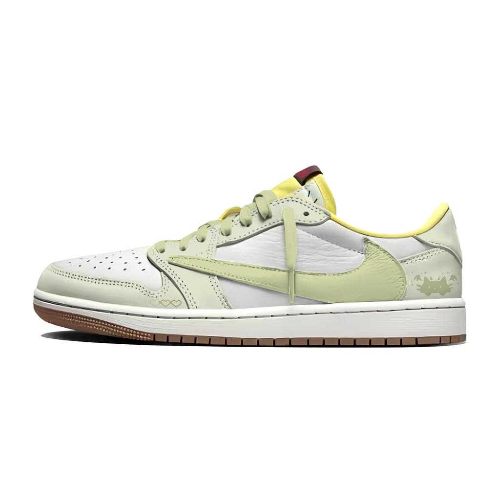 Jordan X Travis Scott Air Jordan 1 Green Mango Крючок Коробка Нескользящие Низкие Винтажные Баскетбольные Кроссовки Женские DZ4137-700(Команда2042- )