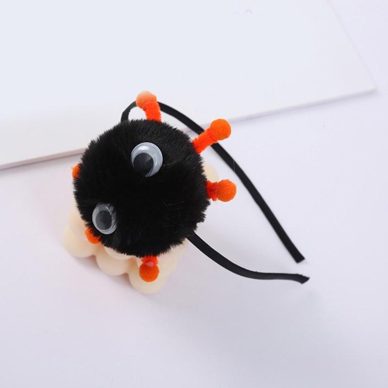 Панк Крутая Повязка на Голову Заколка для Волос Плюшевая Форма Шара Стерео Заколка Эластичная Заколка для Волос для Девочек Хэллоуин Прическа