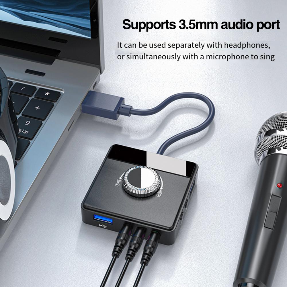 USB External Sound Card 3.5mm Jack Driver-Free Volume Adjustable Tablet Computer Microphone Phone External Stereo Audio Adapter