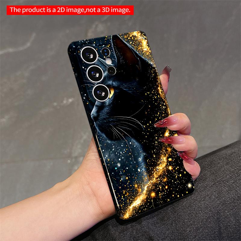 2DFlat Samsung phone case Golden Cat Cosmic Glow Phone Case Applicable to Galaxy S23 S24 S25ULTRA S26 A12 A14 A15 A16 A54 A55