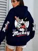 Винтажное худи оверсайз с Микки Маусом Disney для женщин и мужчин, повседневный пуловер, свитшот, уличная одежда, топы с длинным рукавом, весенне-осенняя мода