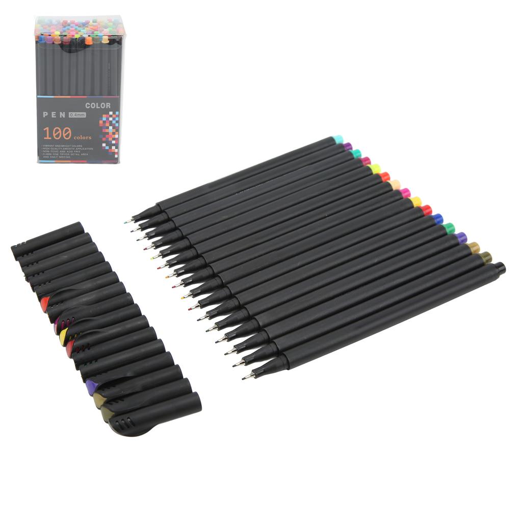 Fine Tip Pens 100 Colors Fast Drying Glossy Ink Output 0.4mm Needle Tube Minimize Oozing Fineliner