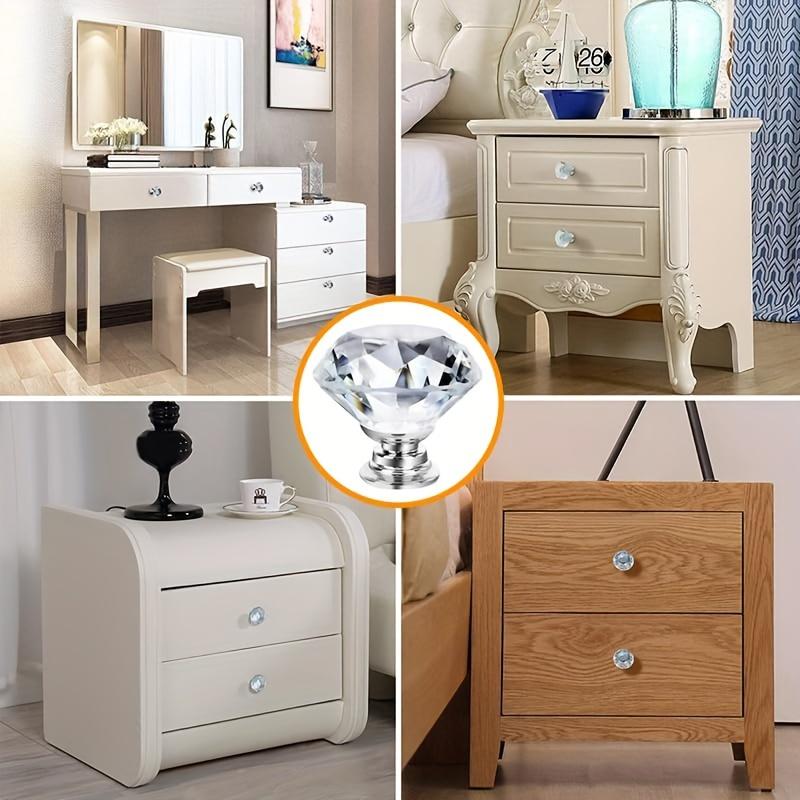 4/10 шт., 30 мм-1,18 дюйма, кристально чистое стекло, ручки для комода, серебряные ручки с бриллиантами, ручки для ящиков, ручки для кухонного шкафа, ручки для ящиков комода