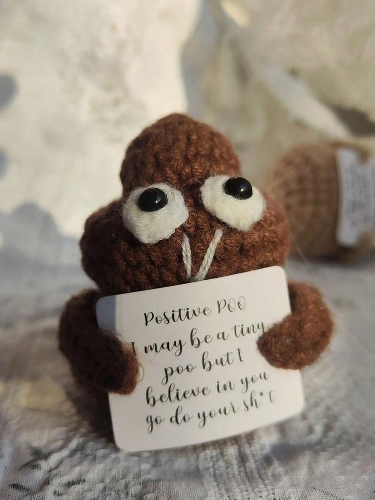 Funny Positive Poop Hug Pocket Hug Mini Handmade Plush Wool Knitted Doll Cute Desktop Decoration Birthday Holiday GiftDecoration