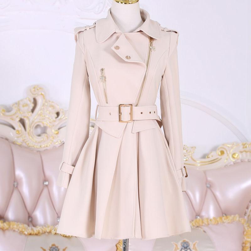Женский Тренч Весна Осень Зима Ветровка Британское Пальто Тонкий Однотонный Пальто