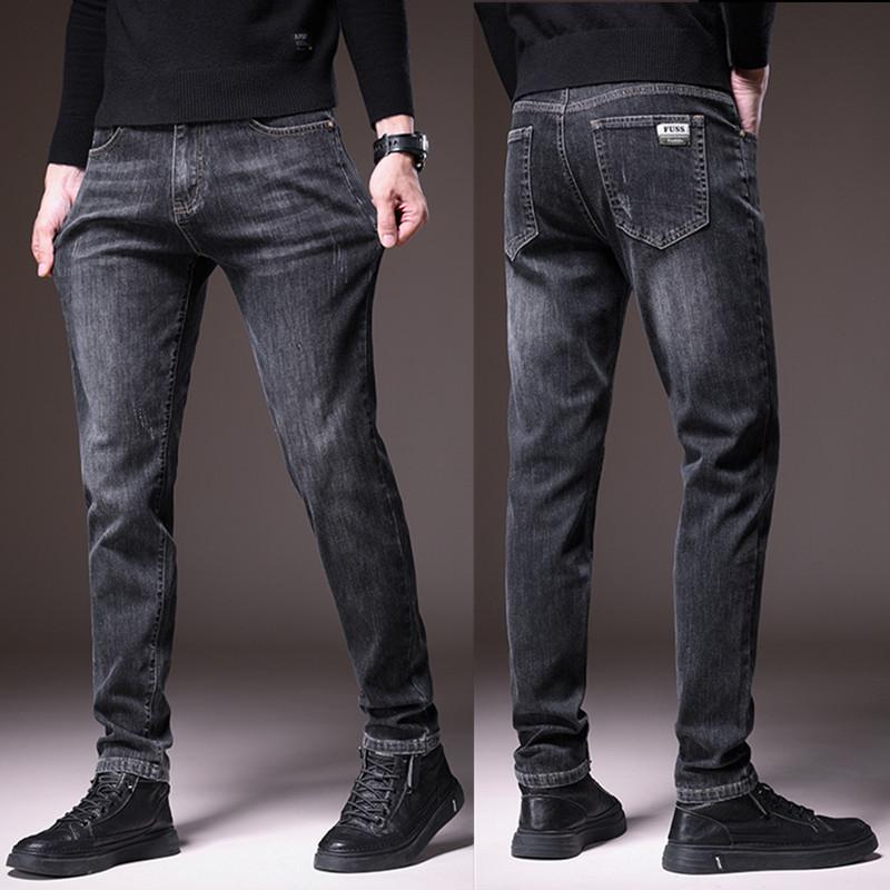 Trendy Men's Spring and Autumn Jeans, Stretch Korean Version, Slim Fit, Straight Tube, Versatile Jeans, Men's Pants, Men's Pants