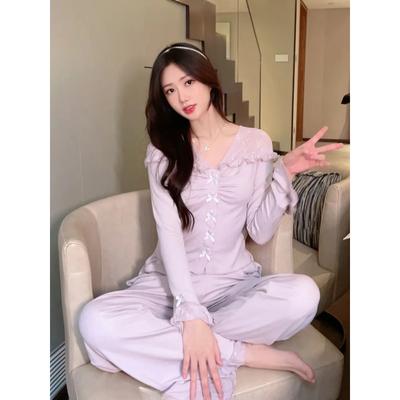 Милая французская пижама для женщин, домашняя одежда с длинными рукавами на осень. Весна и осень