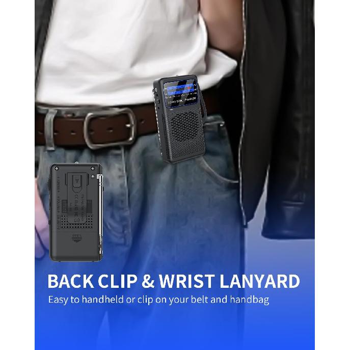 Портативный AM FM SW радиоприемник на батарейках с короткими волнами, транзисторные радиоприемники с зажимом сзади, аварийным светодиодным фонариком, разъем для наушников 3,5 мм