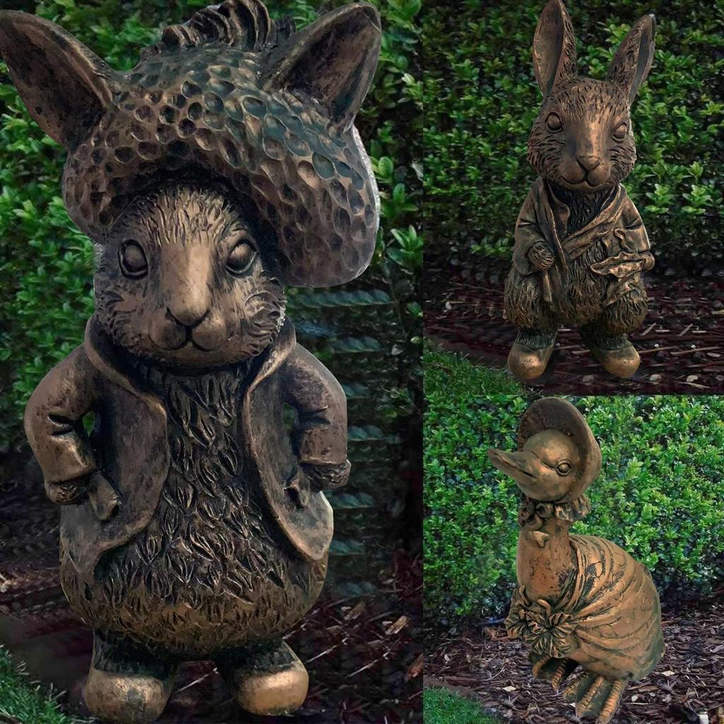 Outdoor Animal Ornaments Garden Statues Decorative Figurine Ornaments, Indoor Outdoor Easter Decorations For Patio