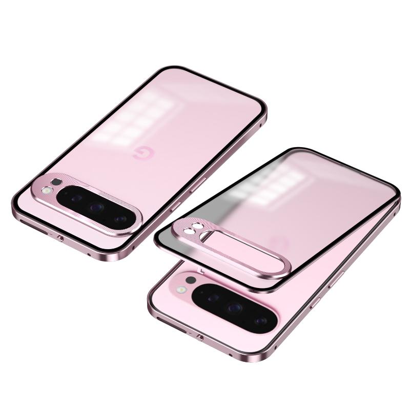 Ударопрочный чехол для телефона Google Pixel 9 Pro XL с металлической рамкой из алюминиевого сплава, матовая прозрачная акриловая задняя крышка для Pixel 9Pro