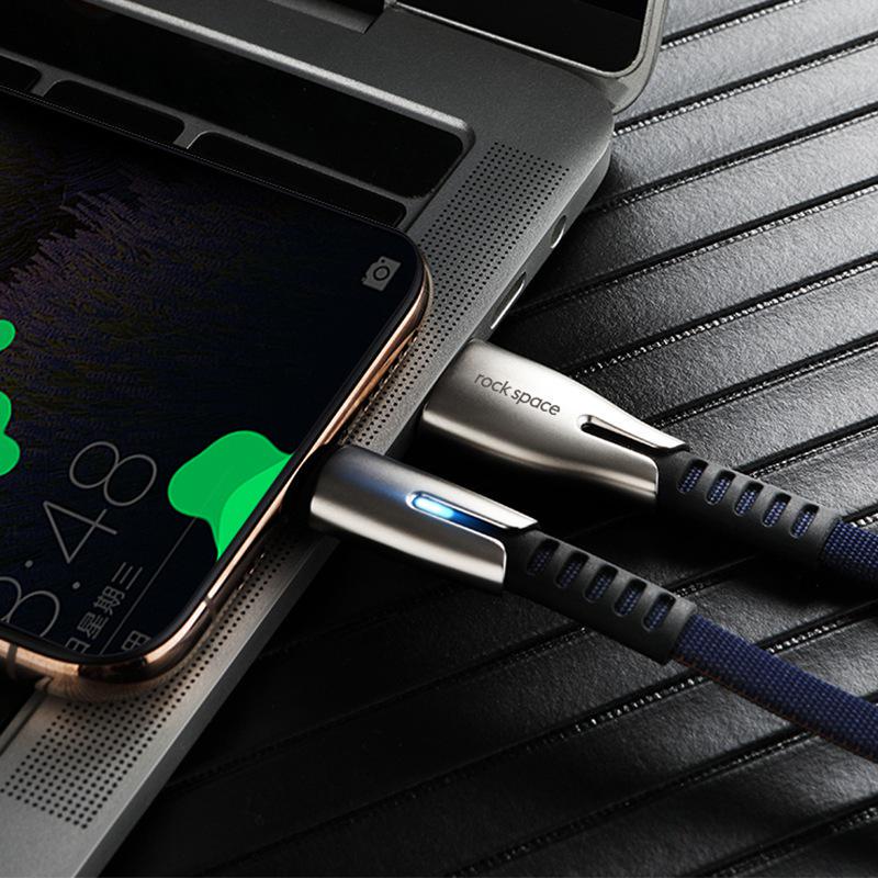 ROCK Кабель USB типа C, 2,4 А, быстрая зарядка через USB, зарядное устройство типа C, кабель для передачи данных, провод из цинкового сплава USB-C