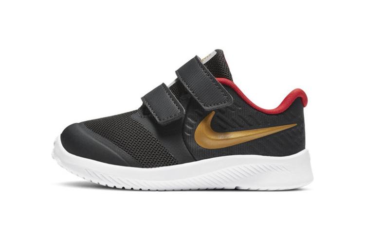 Nike Star Runner 2 Износостойкие Низкие Детские Кроссовки Черно-Золотисто-Красные Для Младенцев и Малышей AT1803-010