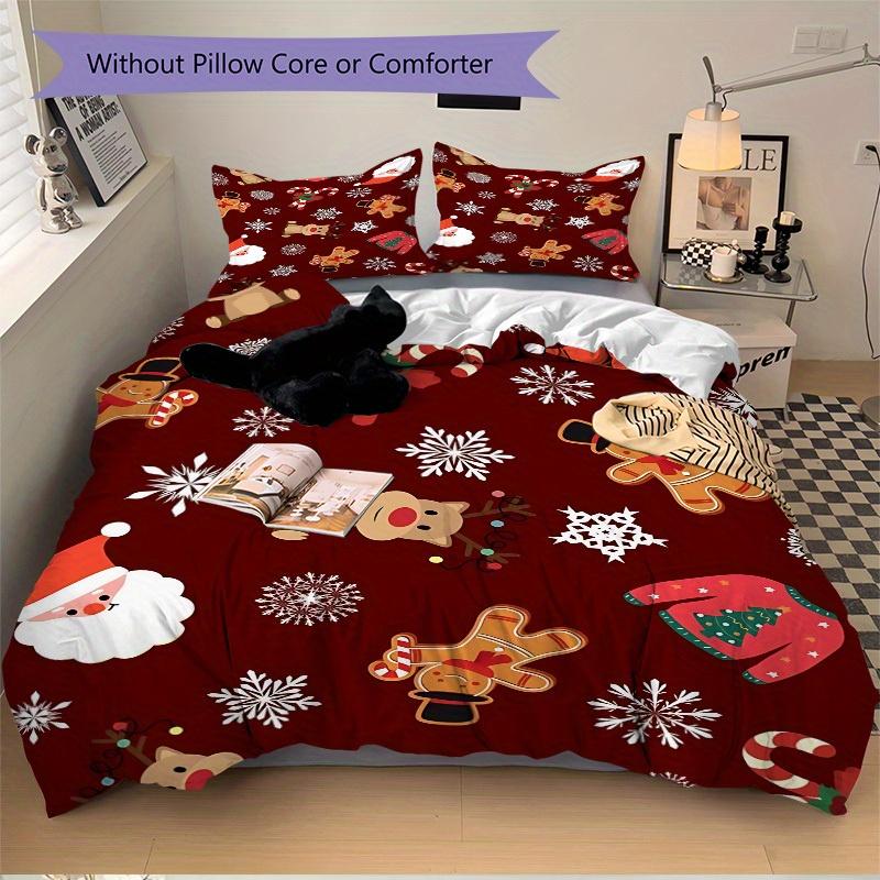 3pcs Christmas Bedding Set, Suitable for Bedroom Decoration, (Includes 1 Duvet Cover And 2 Pillowcases, Quilt Not Included) yy250822162