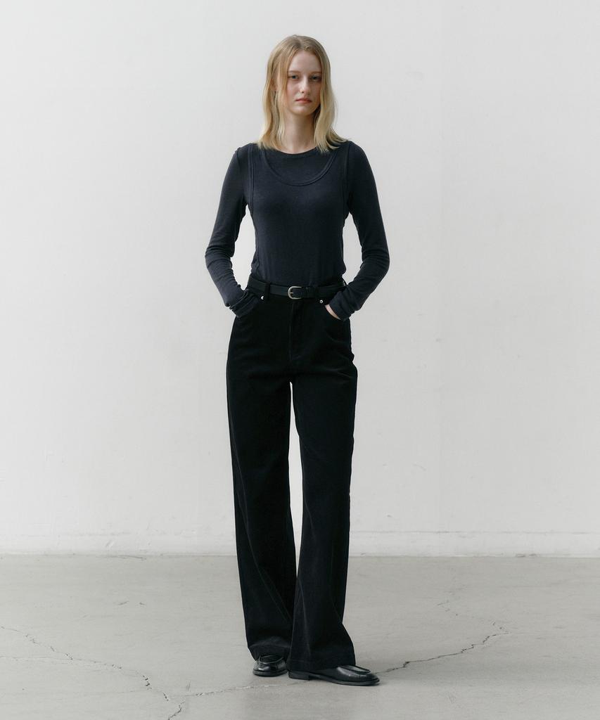OSTKAKA Essential Wide Corduroy Pants Black