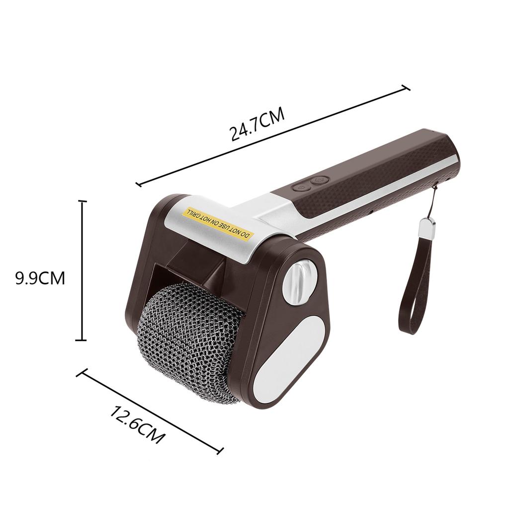 New Electric Roller Grill Brush w/ LED Light StainlessSteel Bristle-Free Cleaner Brush Repalceable Brush Head USB BBQ Clean Tool