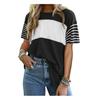 Женская футболка с круглым вырезом, коротким рукавом, футболка с цветными блоками, свободного кроя, универсальные пуловеры, для повседневной носки
