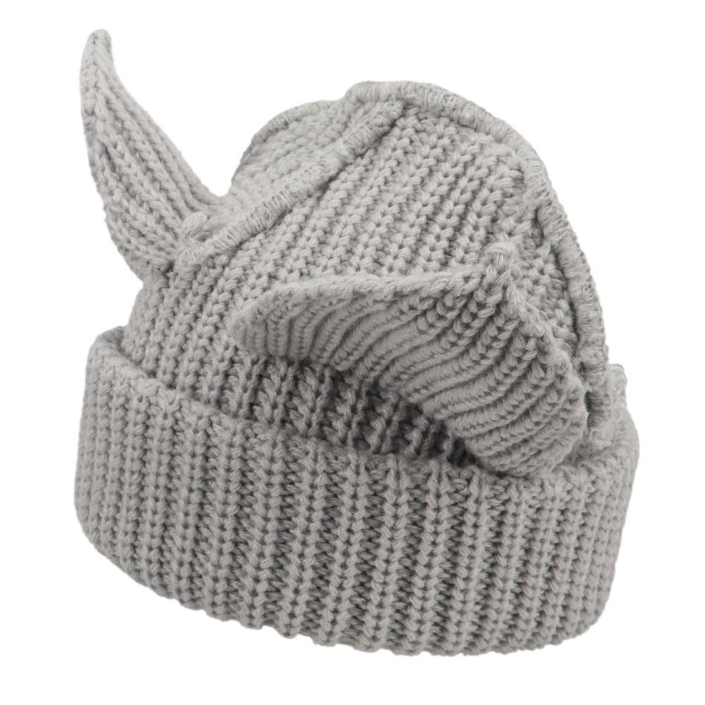 Stretchable Knit Cat Ear Beanie Yarn Striped Beanie Gifts Knitted Beanie Hat Women and Men