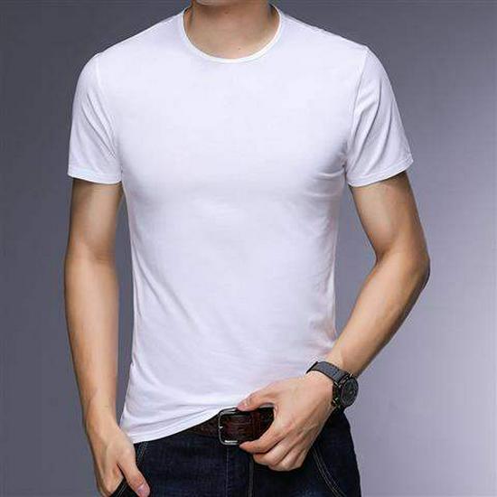 Men's Slim Fit V-Neck Short Sleeve T-Shirt - Solid Color, Trendy Innerwear, White