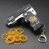 1PCS Keychain Elastic Leather Rubber Band Shooting Pistol Kid Outdoor Party Folding Gifts Boyfriend Fidget Toys