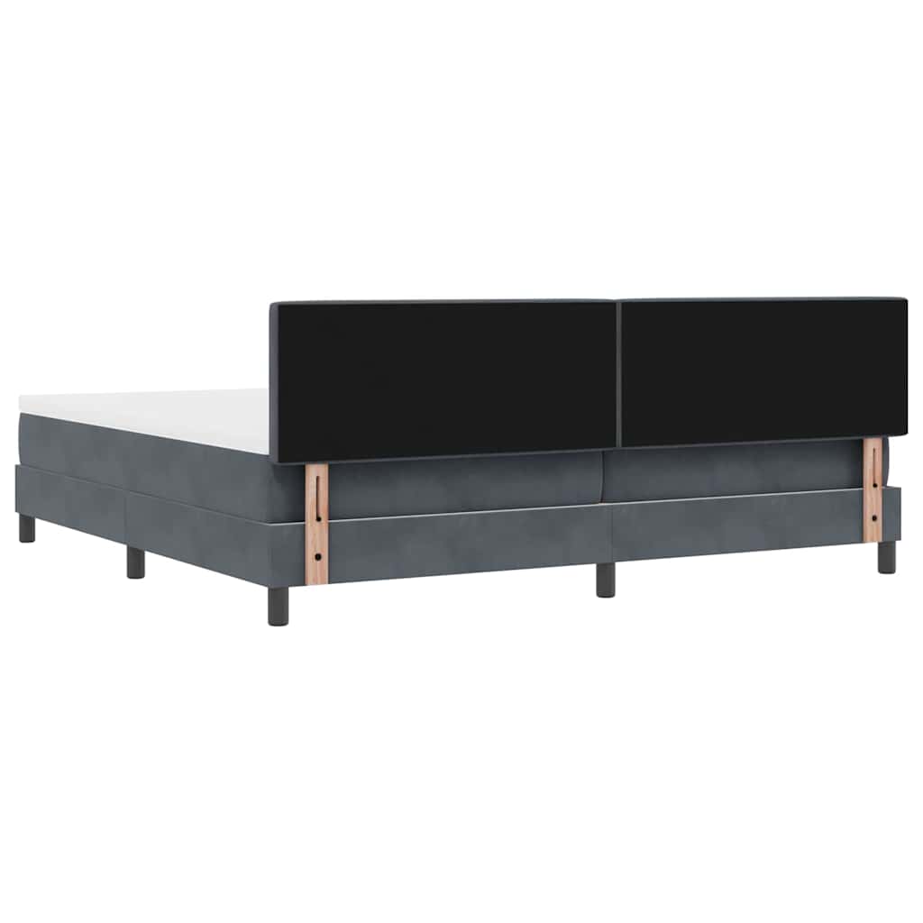 Box Spring Bed with Mattress Dark Gray 200 x 200 cm Velvet