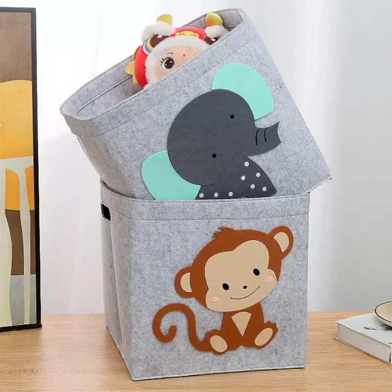 Складной кубический ящик для хранения игрушек, детский органайзер для игрушек, войлочная тканевая корзина для хранения игрушек в виде животных из мультфильмов, детские контейнеры для игрушек
