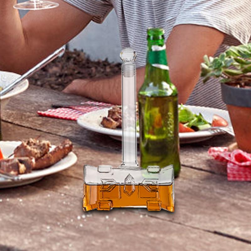 Whiskey Glass Decanter 400ml Hammer Whiskey Decanter With Airtight Stopper 3D Liquor Bottle For Cocktail Alcohol Bourbon Vodka