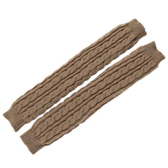 1 Pair Women Arm Warmer Thumbhole Elbow Length Stretchy Knitted Arm Sleeves Keep Warm Solid Color Fingerless Arm Gloves