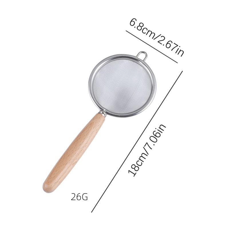 Деревянная ручка из нержавеющей стали, небольшой дуршлаг, мелкоячеистое сито для масла, многофункциональный фильтр, сито для муки, кухонные принадлежности для выпечки