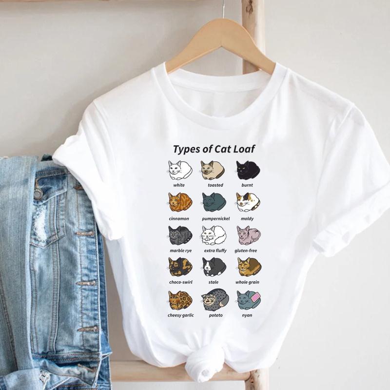 Футболка унисекс с принтом Lovely Pet Cat Coffee Letter Sweet Top Летняя модная футболка с коротким рукавом Lady Fe Одежда унисекс Повседневная графическая футболка унисекс