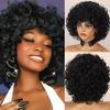 Black Curly Short African Wig Women's Synthetic Fiber Wig 14 Inches for Daily Wear Party Suitable for Women