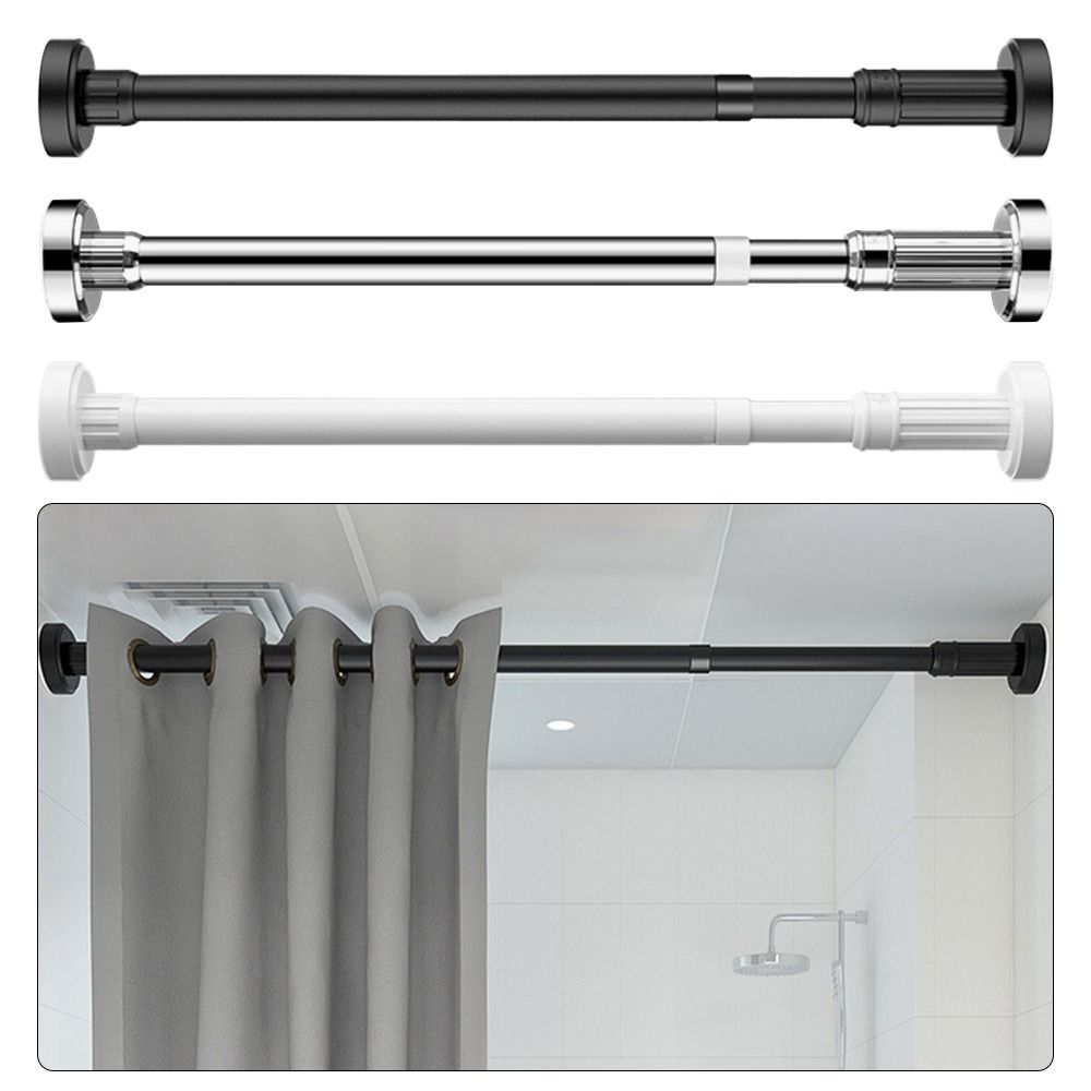 Hollow Clothes Drying Rack Stainless Steel Curtain Rod Telescopic Pole for Balcony Bathroom