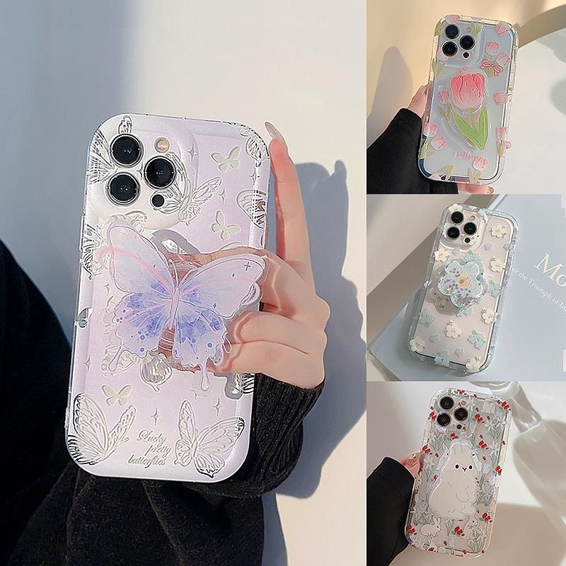 Оригинальный дизайн, складная мягкая подставка для телефона с рисунком, чехол для iPhone 11, 12, 13, 14 Pro Max 14 Plus 14 Pro 13 Pro 12 Pro, прозрачный чехол с защитой от падения