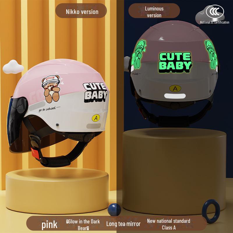 Детский сертифицированный 3C электрический шлем - солнцезащитный, всесезонный полушлем для мальчиков и девочек
