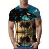 Coconut Tree Pattern T Shirt For Men Colorful Gradient 3D Printed Summer Street Short Sleeve Round Neck Tops Loose T-Shirts