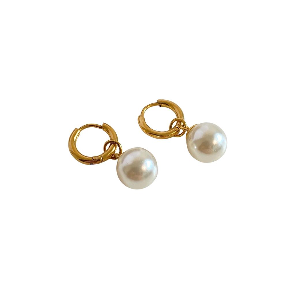 Серьги-подвески Wenjian Retro Pearl для женщин, титановая сталь с позолотой 18 карат, модный легкий роскошный дизайн
