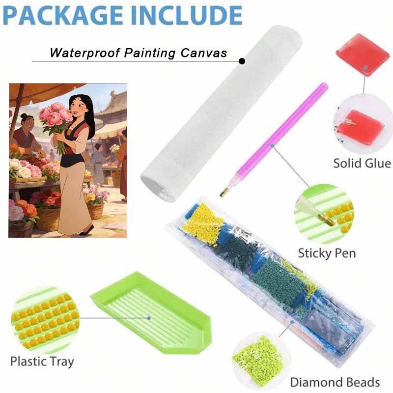 Disney Mulan Flower Market Diamond Paint Painting Art Kit Handmade DIY5D Home Decor Gift