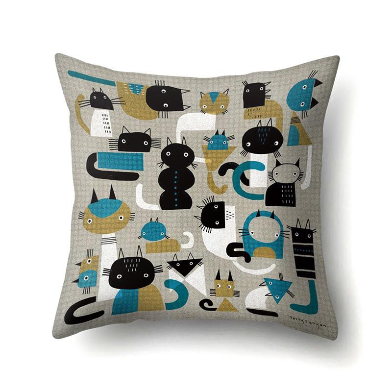 Полиэстеровая наволочка с мультяшным принтом животного, бархатная наволочка из персиковой кожи, наволочка на поясничную подушку, чехол для поясничной подушки для автомобиля