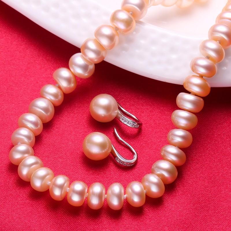 Natural Freshwater Pearl Jewelry Set For Women,Pearl Jewelry Necklace&Earrings,60cm Length,Fashion Jewelry,925 Sterling Silver