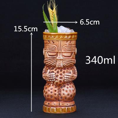 1 Piece 450ml Hawaii Tiki Mugs Cocktail Cup Beer Beverage Mug Wine Mug Ceramic Ku.Ku.Kauioo Mugs Barware