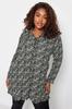 Women's Style Plus Size Shirt Large Size Abstract Printed Buttoned Long Sleeve Shirt 302650