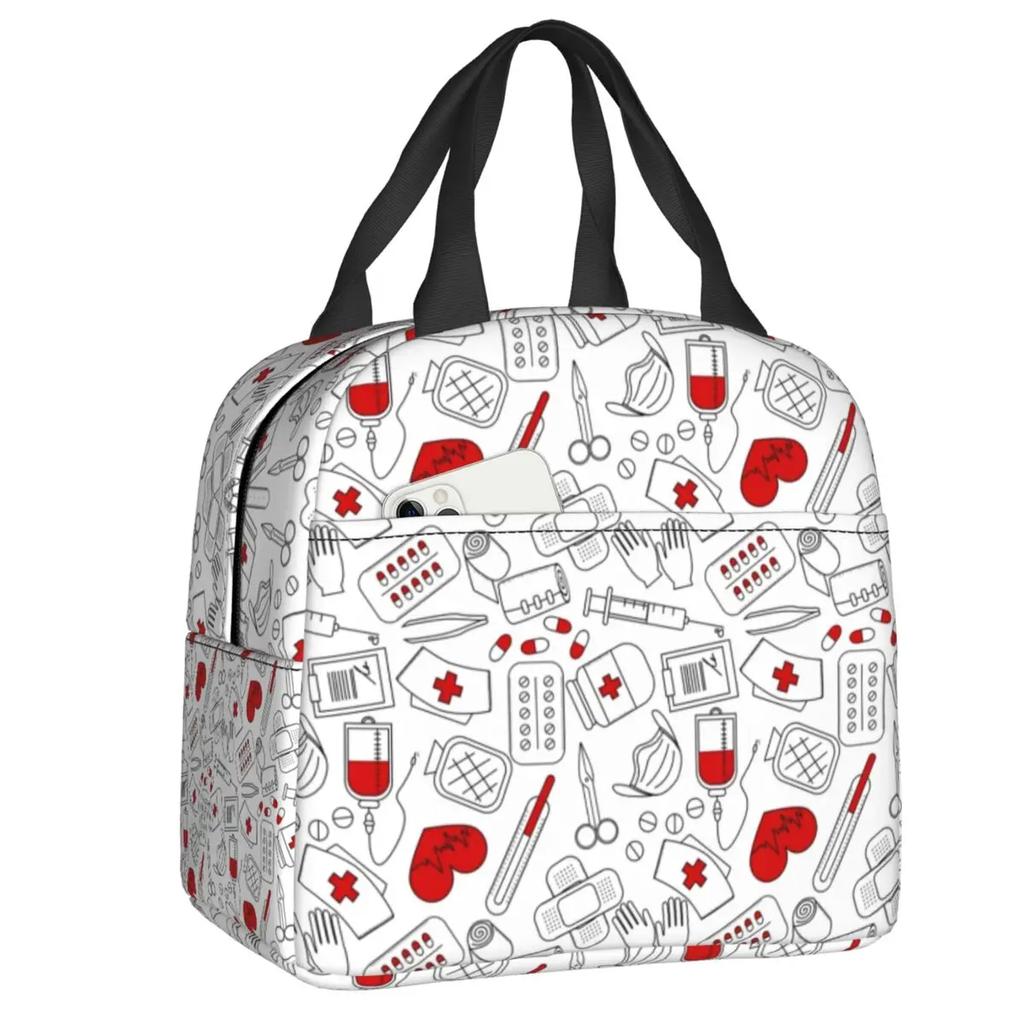 Забавный узор медсестры изолированный ланч-бокс для женщин водонепроницаемый мультфильм медсестры термохолодильник бенто бокс офис пикник путешествия