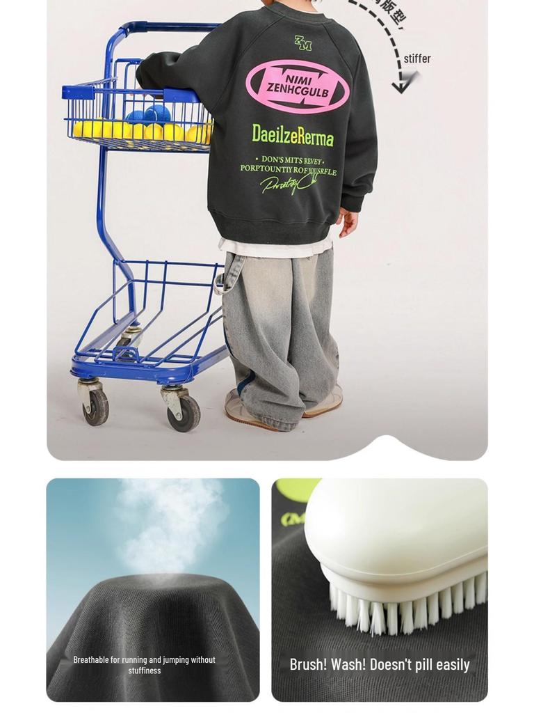 Fairy Tale Boys' Loose Long Sleeve Sweatshirt - Spring/Autumn Korean Style Casual Breathable T-shirt