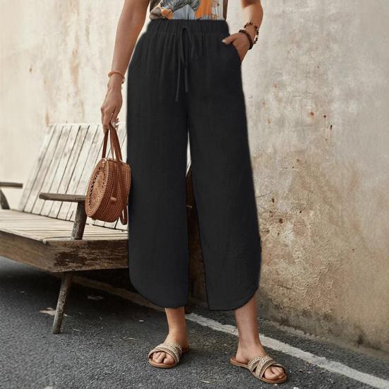 Женские брюки, регулируемые, с эластичной резинкой на талии, повседневные брюки, однотонные, широкие, свободные